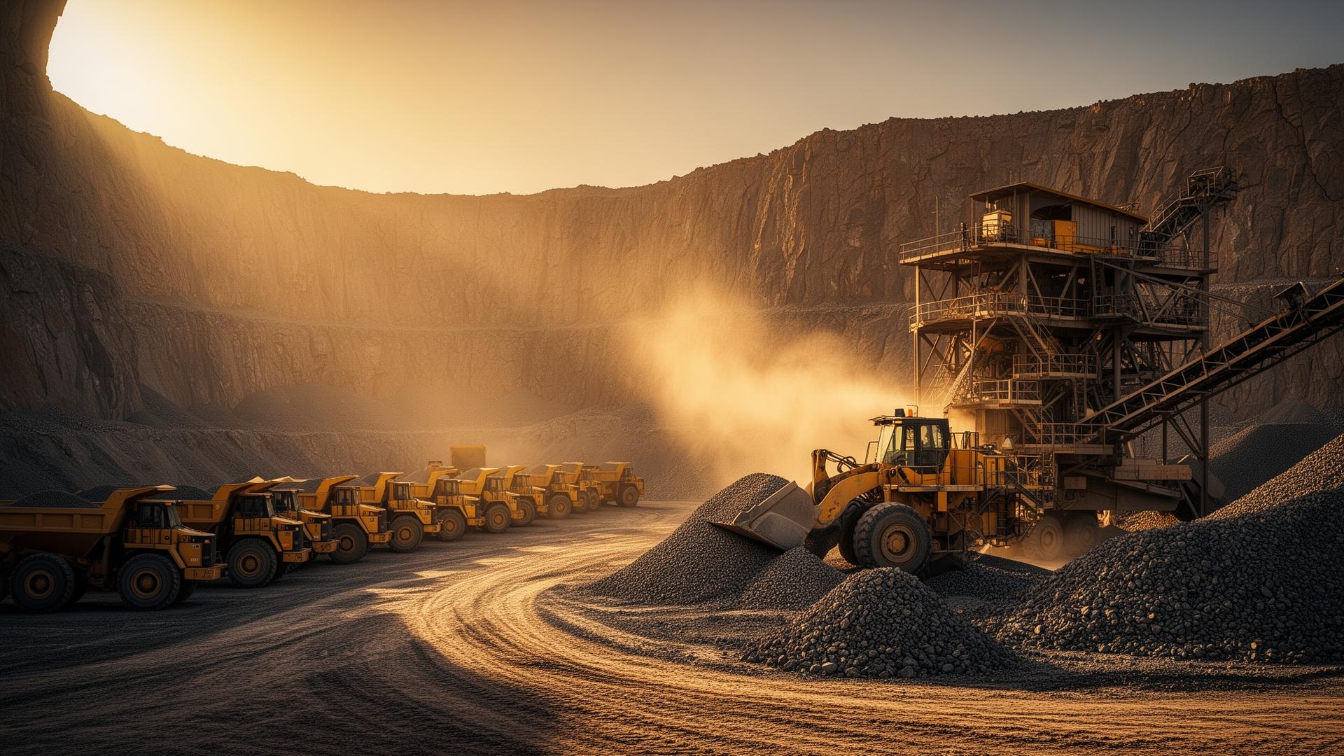 UAE quarry operations with tipper fleet and crusher plant